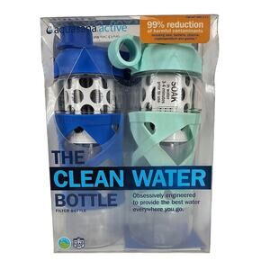 AQUASANA 2-PACK ACTIVE CLEAN WATER FILTER BOTTLE FILTERS UP TO 80 GALLONS EACH